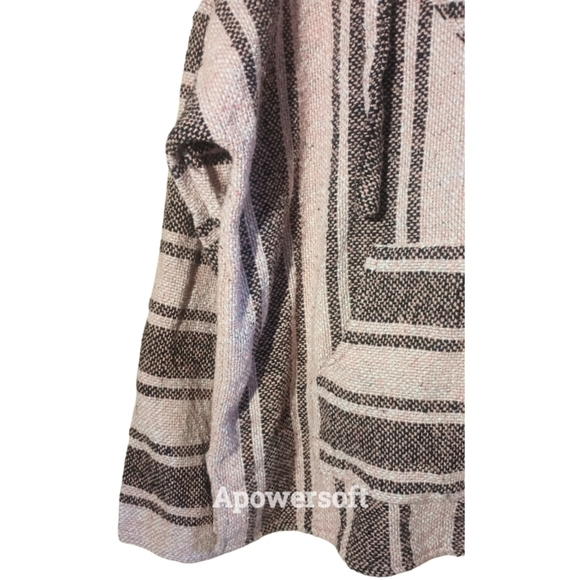 Mr. Baja Mexican Poncho Hoodie Fleece inside Pink Gray Large - Picture 3 of 13